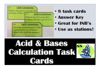 Preview of Acid & Base Calculation Task Cards