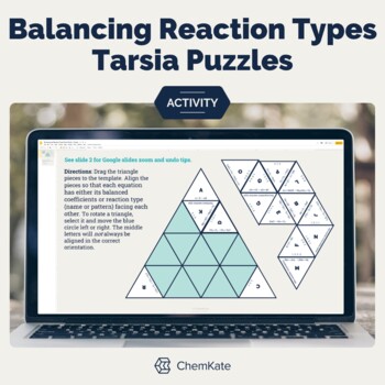 Preview of Balancing Chemical Equations/Types of Reactions Tarsia Puzzle