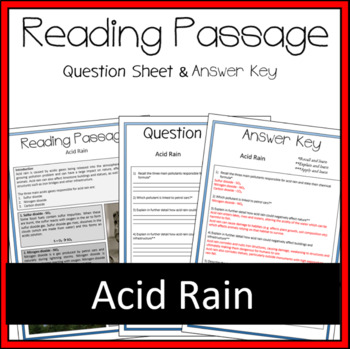 Preview of Acid Rain Activity - Reading Passage and Worksheet