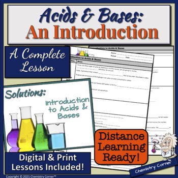 Acids & Bases: An Introduction- Print & Digital Lesson |Distance Learning