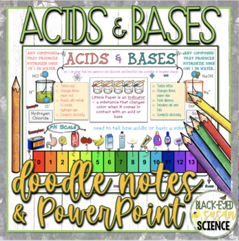 Preview of Acids & Bases Doodle Notes & Quiz + Power Point