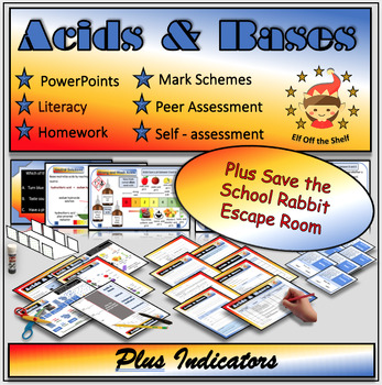Preview of Acids Bases and Indicators - Fully Resourced Lesson Plus Escape Room