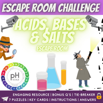Preview of Acids, Bases and Salts Science Escape Room Challenge