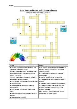 Preview of Acids, Bases, and the pH Scale - Crossword Puzzle Worksheet Activity (Printable)