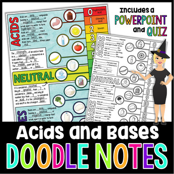 Preview of Acids, Bases, and pH Scale Doodle Notes | Science Doodle Notes