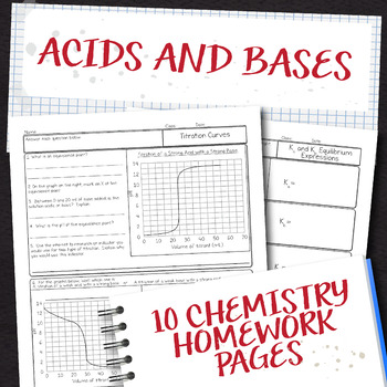 Preview of Acids and Bases Chemistry Homework Pages