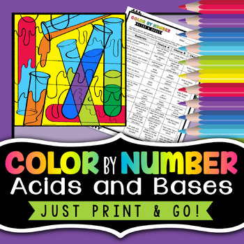 Preview of Acids and Bases Color by Number - Science Color By Number - Review Activity