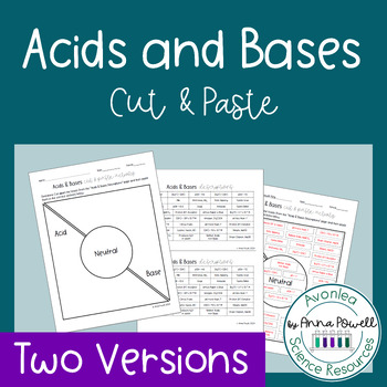 Preview of Acids and Bases - Cut and Paste Sorting Activity | Print and Digital Versions