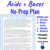 Acids and Bases Reading Cloze + Puzzles Easy Plan || Chemi