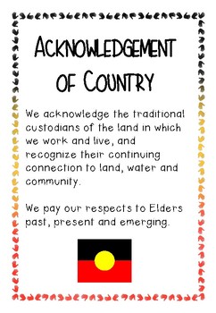 Acknowledgement of Country Poster - Indigenous Australia by Perthteacher