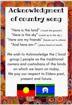 Preview of Acknowledgement of Country Song and Poster Editable