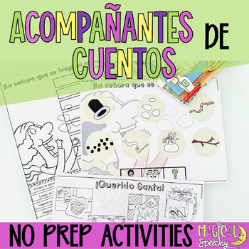 Preview of Acompañantes de cuentos - Spanish  Book Companion No Prep  For Speech Therapy