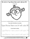 Acorn Buddy - Name Tracing & Coloring Editable Sheet - #60