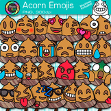 Acorn Emoji Clipart: 52 Autumn Emoticons Clip Art Black & 