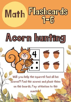 Preview of Acorn Hunting- Flashcards with numbers 1-6