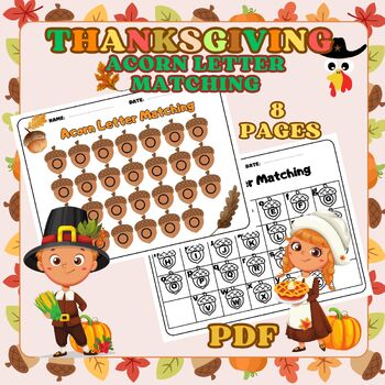 Preview of Acorn Letter Matching Uppercase and Lowercase | Thanksgiving / Fall Literacy