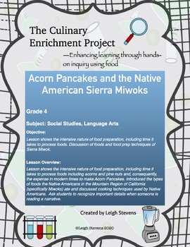 Preview of Acorn Pancakes and the Native American Sierra Miwoks | STEAM | Distance Learning