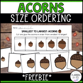 Preview of FREE Acorns Size Ordering for Fall | Order by Size | Cut and Glue