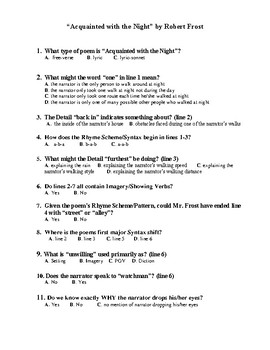 Acquainted With The Night By Robert Frost Quiz By Living To Read