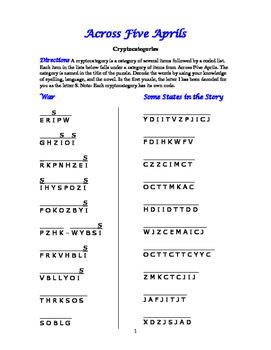 Across Five Aprils 8 Cryptocategory Word Puzzles Unique Spelling Workout