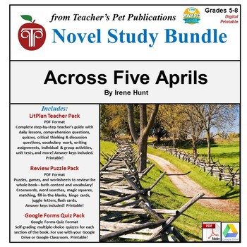 Preview of Across Five Aprils LitPlan Novel Study Bundle
