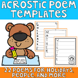 Acrostic Poem Templates - Mother's Day, Halloween, Thanksg