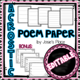 Acrostic Poem Paper EDITABLE Templates