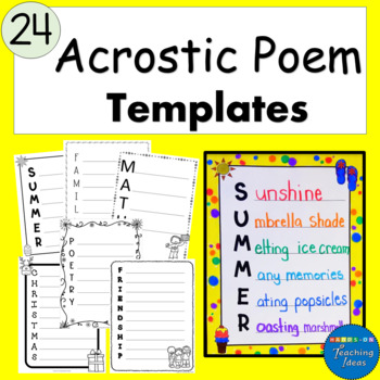 Acrostic Poem Templates Variety of Holidays Subjects and Seasons