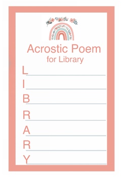 Preview of Acrostic Poem for Library, Library Dramatic Play (under the rainbow)