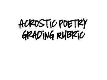 Preview of Acrostic Poem rubric