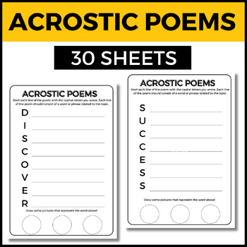 Preview of 30 Acrostic Poems Independent Sheets: Growth Mindset PDF