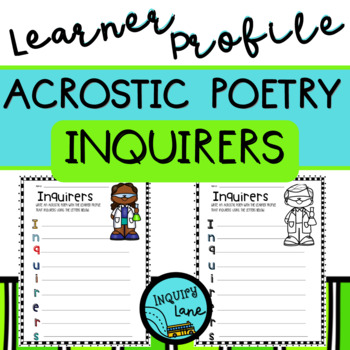 Preview of Acrostic Poetry Template for IB PYP Classroom Learner Profile Inquirers Poem