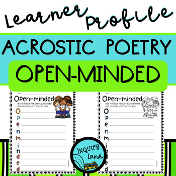 Preview of Acrostic Poetry Template for IB PYP Classroom Learner Profile Open-minded Poem