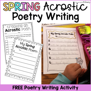 Preview of Acrostic Poetry Writing Activity Templates - Poetry Month Activity for Spring