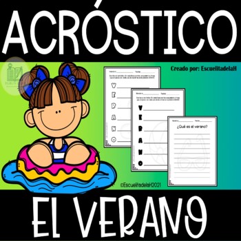 Preview of Acrostico El Verano - Escritura - Summer Writing Activities in Spanish