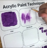 Acrylic Painting techniques with reading and practice worksheets