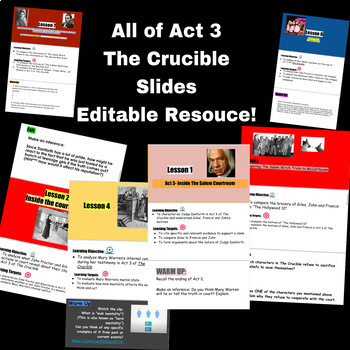 Preview of Act 3 The Crucible Slides (*EDITABLE)