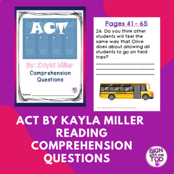 Preview of Act Graphic Novel Comprehension Questions