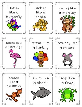 Act Like An Animal Movement Brain Break Cards by Sarah Eisenhuth