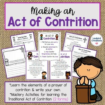 Preview of Act of Contrition Catholic Prayer | Sacrament of First Reconciliation Confession