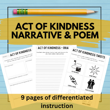 Preview of Act of Kindness Narrative and Poetry Writing - Differentiated