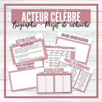 Preview of Acteur célèbre - French Biography Research Project for Google Slides™