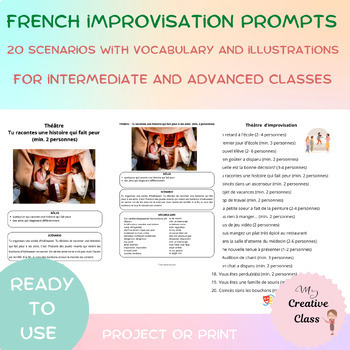 Preview of Acting Prompts -  Improvisation Scenarios for French Drama Class