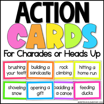 Preview of Action Cards for Charades or Heads Up Game