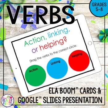 Preview of Action Linking Helping Verbs Lesson and Boom Cards