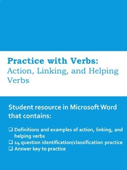 Preview of Action, Linking, and Helping Verbs Intro & Practice