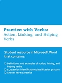 Action, Linking, and Helping Verbs Intro & Practice