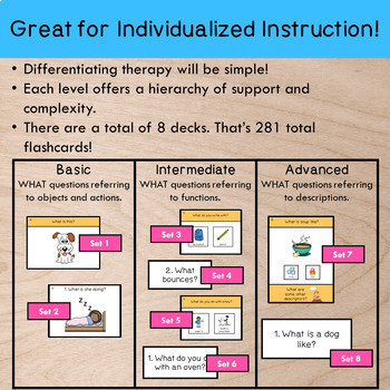 action object function questions task cards flashcards speech therapy