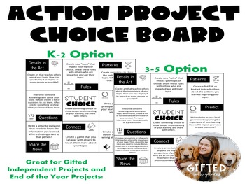 Preview of Action Project Choice Board - Depth and Complexity - Gifted Independent Projects