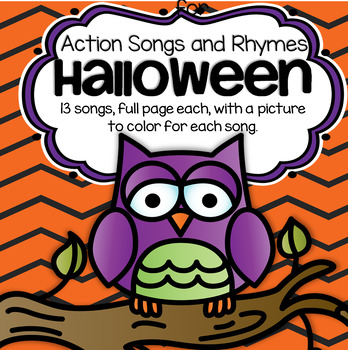 Preview of Halloween Songs and Rhymes With Pictures to Color - Make a book to take home.